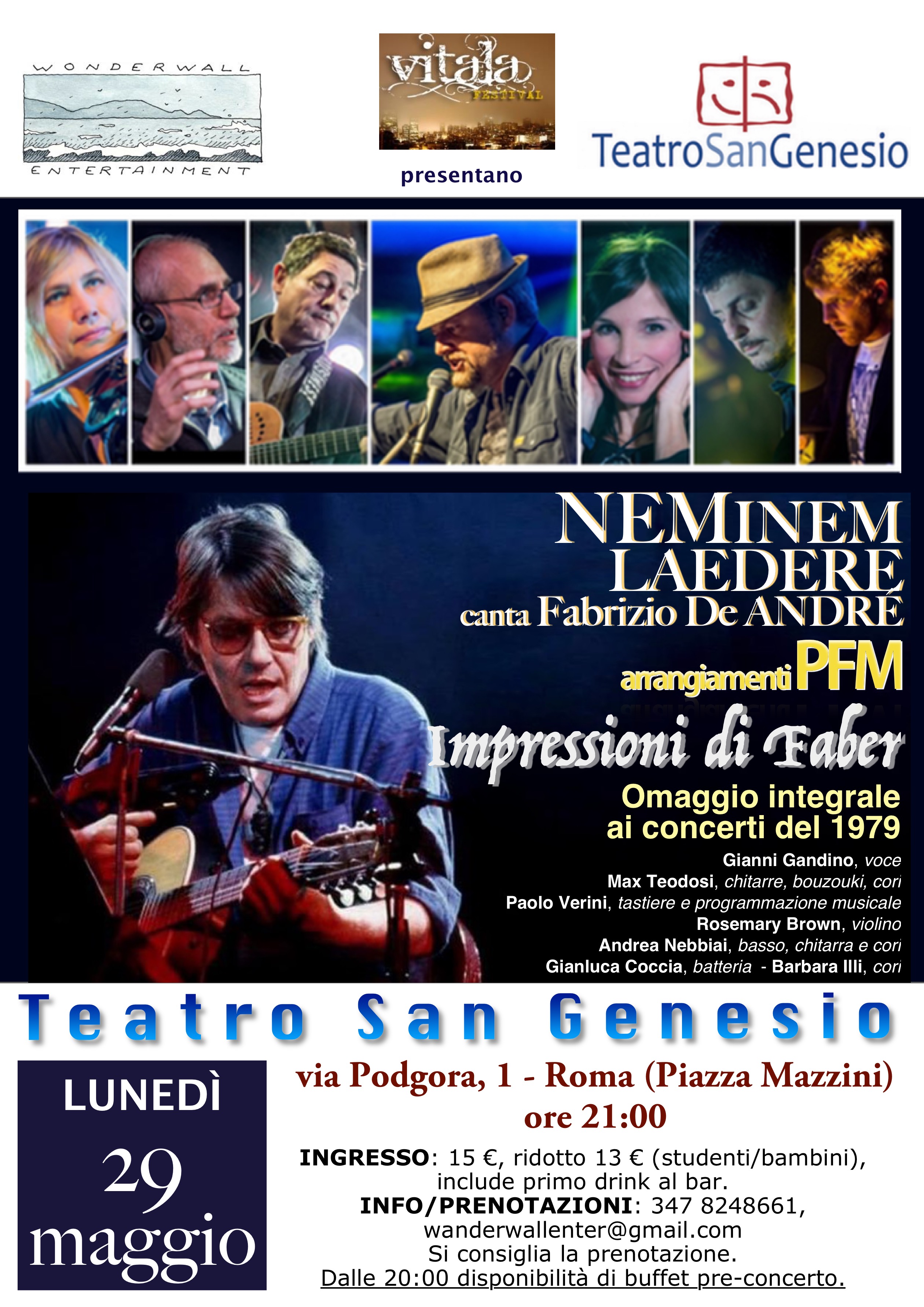 Neminem Laedere canta Fabrizio De Andrè in concerto al Vitala Festival